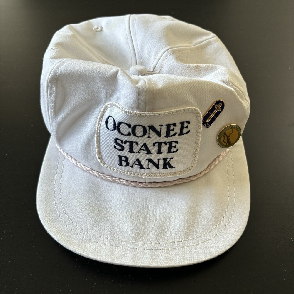 Vintage Oconee State Bank Strapback Hat‎ White OSFM K-Products